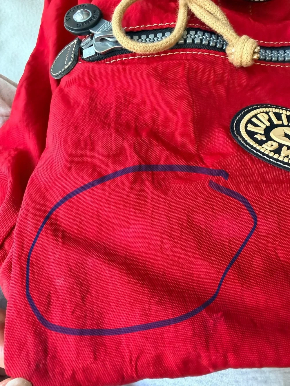 Kipling Canvas Medium Red Keeper Drawstring Backpack
